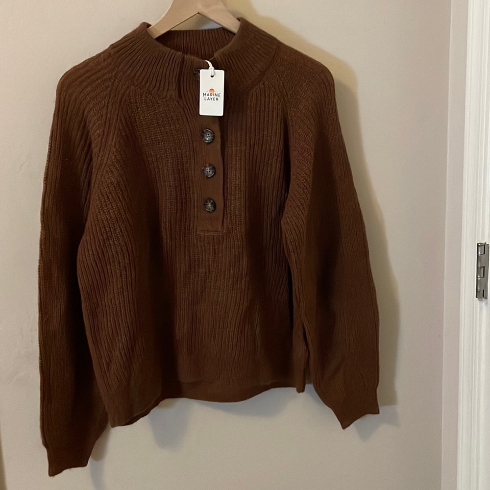 Marine Layer Evelyn Collared Pullover, size Large, color cinnamon, NWT